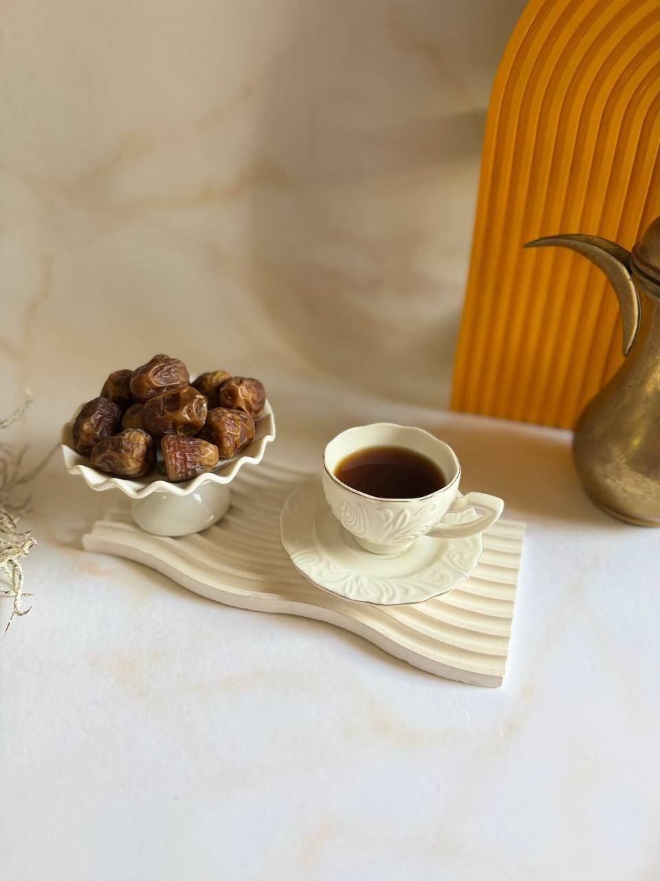 White & Gold Coffee Cup Set – 6 Cups with Saucers (12 Pieces)