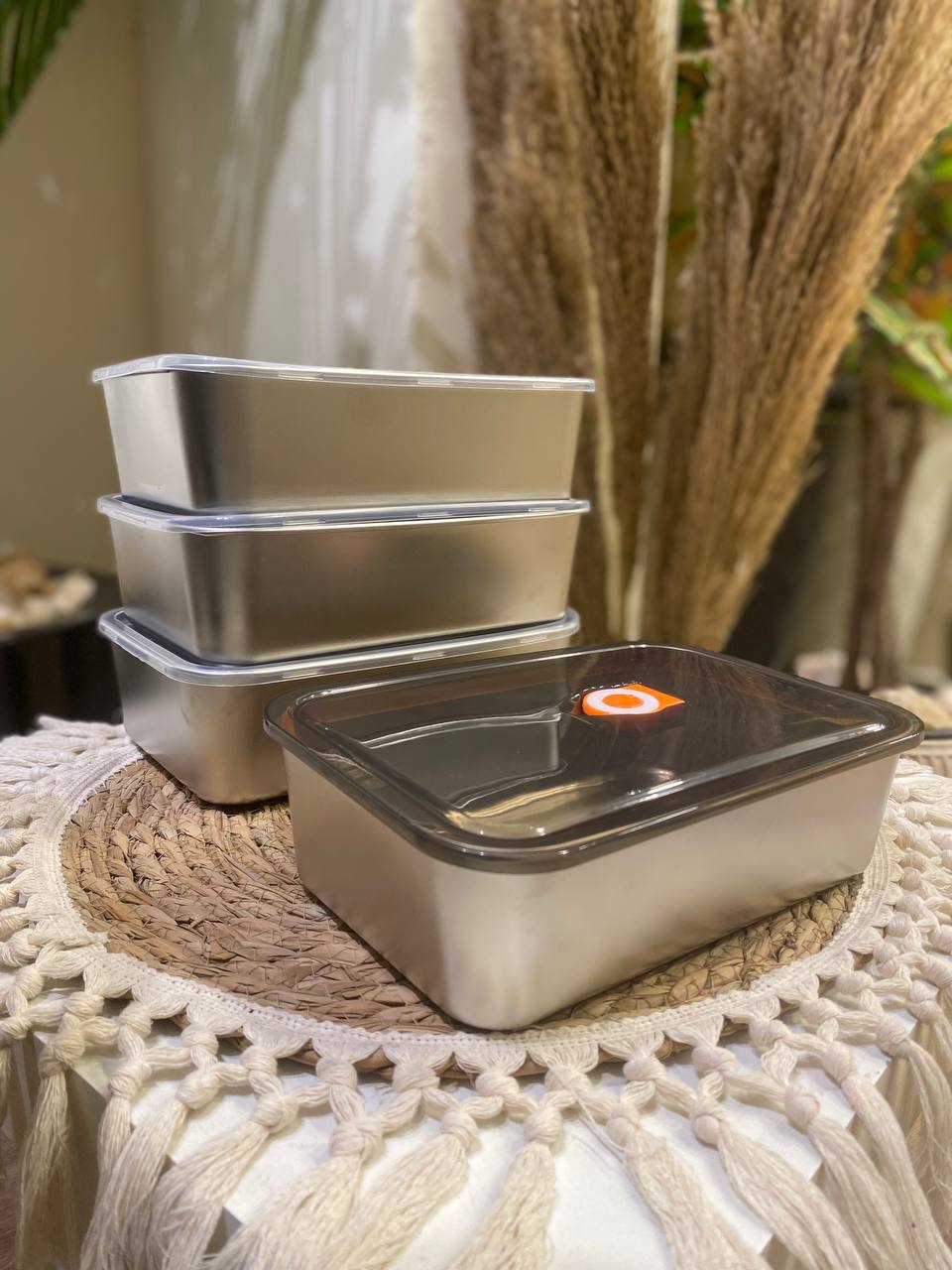 Premium Stainless Steel Food Storage Set with Silicone Lids – 4 Pieces