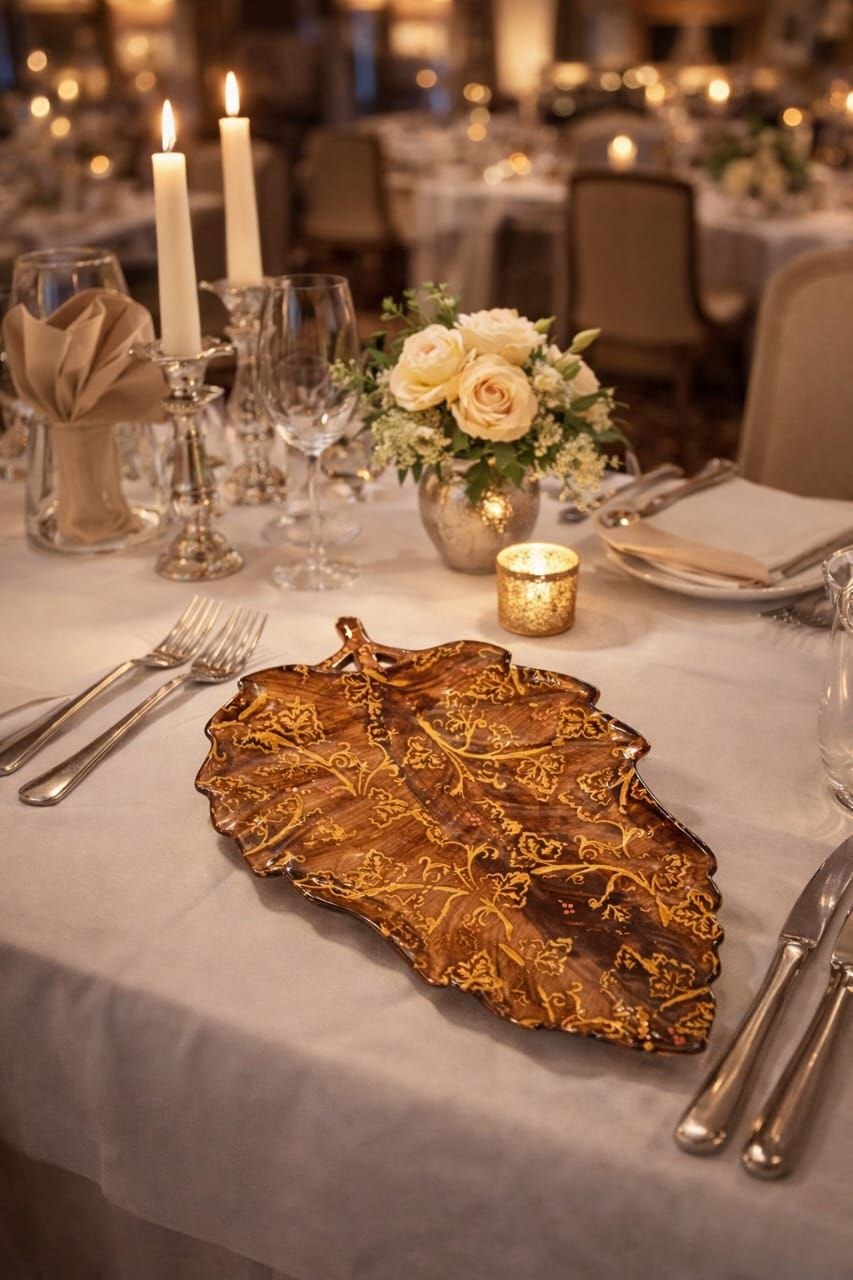 Leaf Design Porcelain Serving Plate