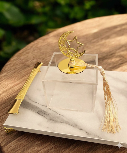 TAJ Luxury Marble Tray Set with Acrylic Boxes – Ramadan Edition