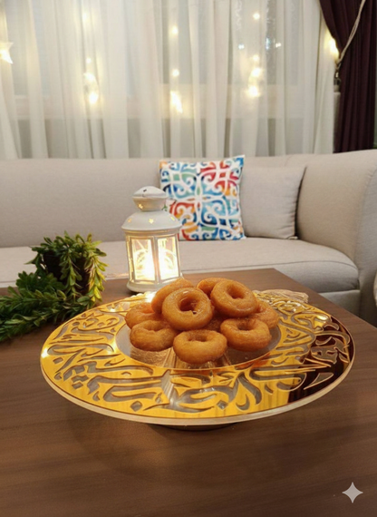 Sumou Luxury Acrylic Serving Stand with Gold Metal Base – 30 cm