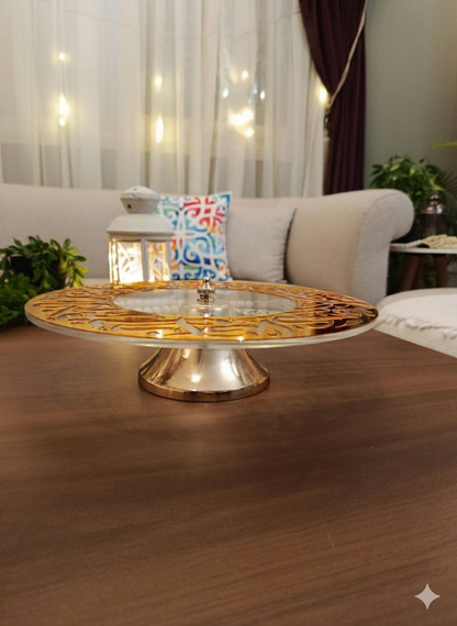 Sumou Luxury Acrylic Serving Stand with Gold Metal Base – 30 cm