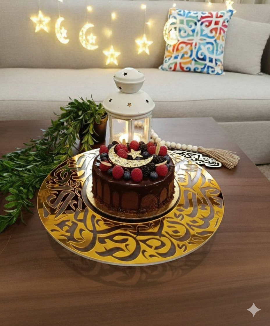 Sumou Luxury Acrylic Serving Stand with Gold Metal Base – 30 cm