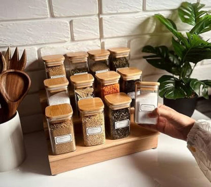 Bamboo Spice Jar Organizer Rack