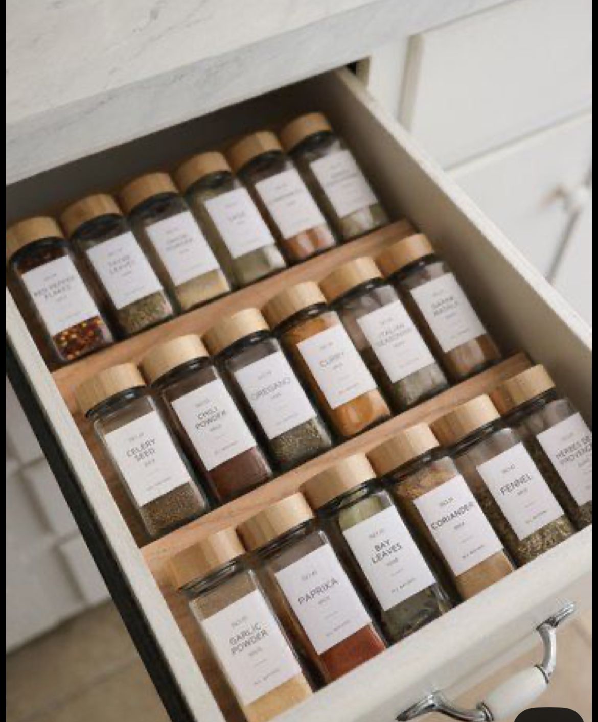 Elegant 24-Piece Glass Spice Jar Set with Bamboo Lids