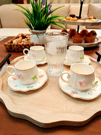 Elegant Round Wooden Serving Tray with Metal Handles – 38 cm