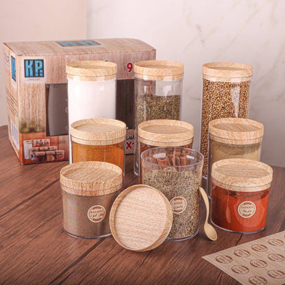 Modern Tulip Acrylic Spice & Legume Storage Set – 9 Pieces
