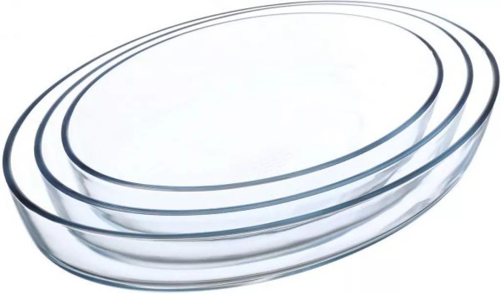 Oval Oven Casserole Set – 3 Pieces in Borosilicate Glass