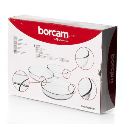 Oval Oven Casserole Set – 3 Pieces in Borosilicate Glass