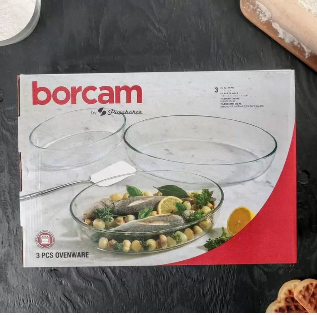 Oval Oven Casserole Set – 3 Pieces in Borosilicate Glass