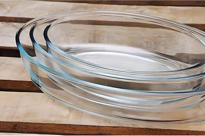 Oval Oven Casserole Set – 3 Pieces in Borosilicate Glass