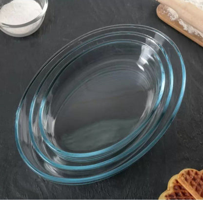 Oval Oven Casserole Set – 3 Pieces in Borosilicate Glass