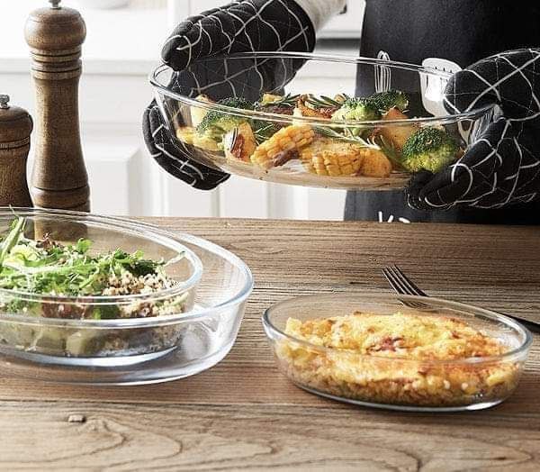 Oval Oven Casserole Set – 3 Pieces in Borosilicate Glass