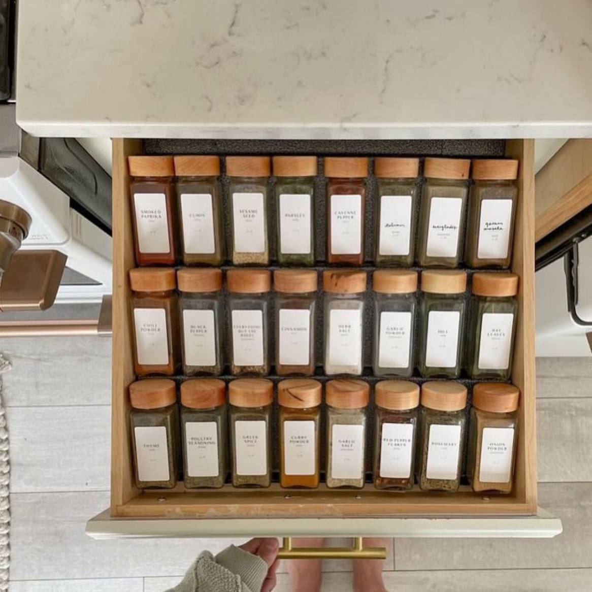 Elegant 24-Piece Glass Spice Jar Set with Bamboo Lids