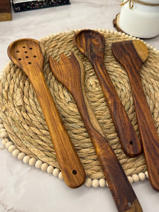 Natural Wooden Serving & Prep Set – 4 Pieces