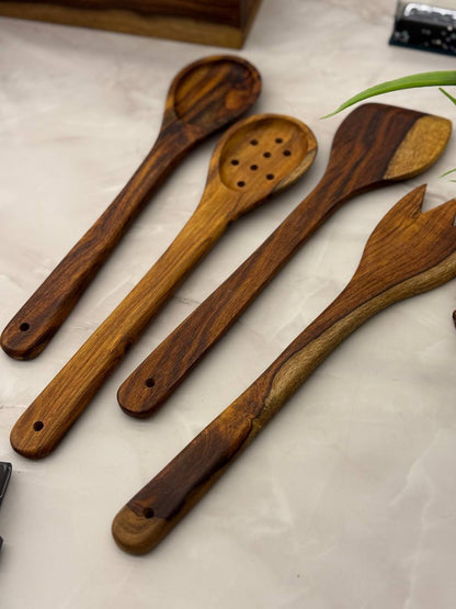 Natural Wooden Serving & Prep Set – 4 Pieces