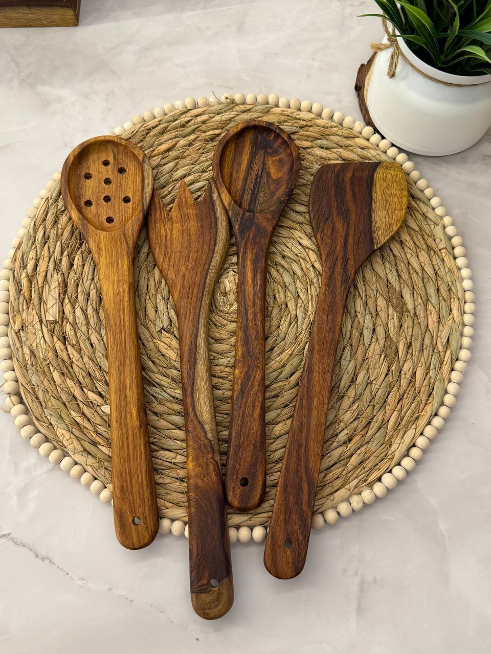 Natural Wooden Serving & Prep Set – 4 Pieces