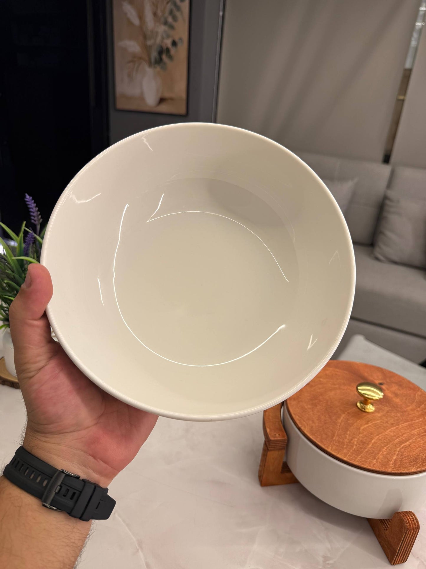 Heat-Resistant Porcelain Casserole Set with Wooden Lid – 2 Pieces