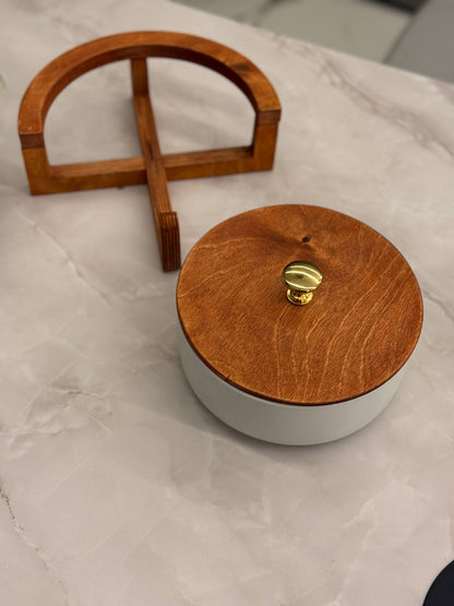 Heat-Resistant Porcelain Casserole Set with Wooden Lid – 2 Pieces