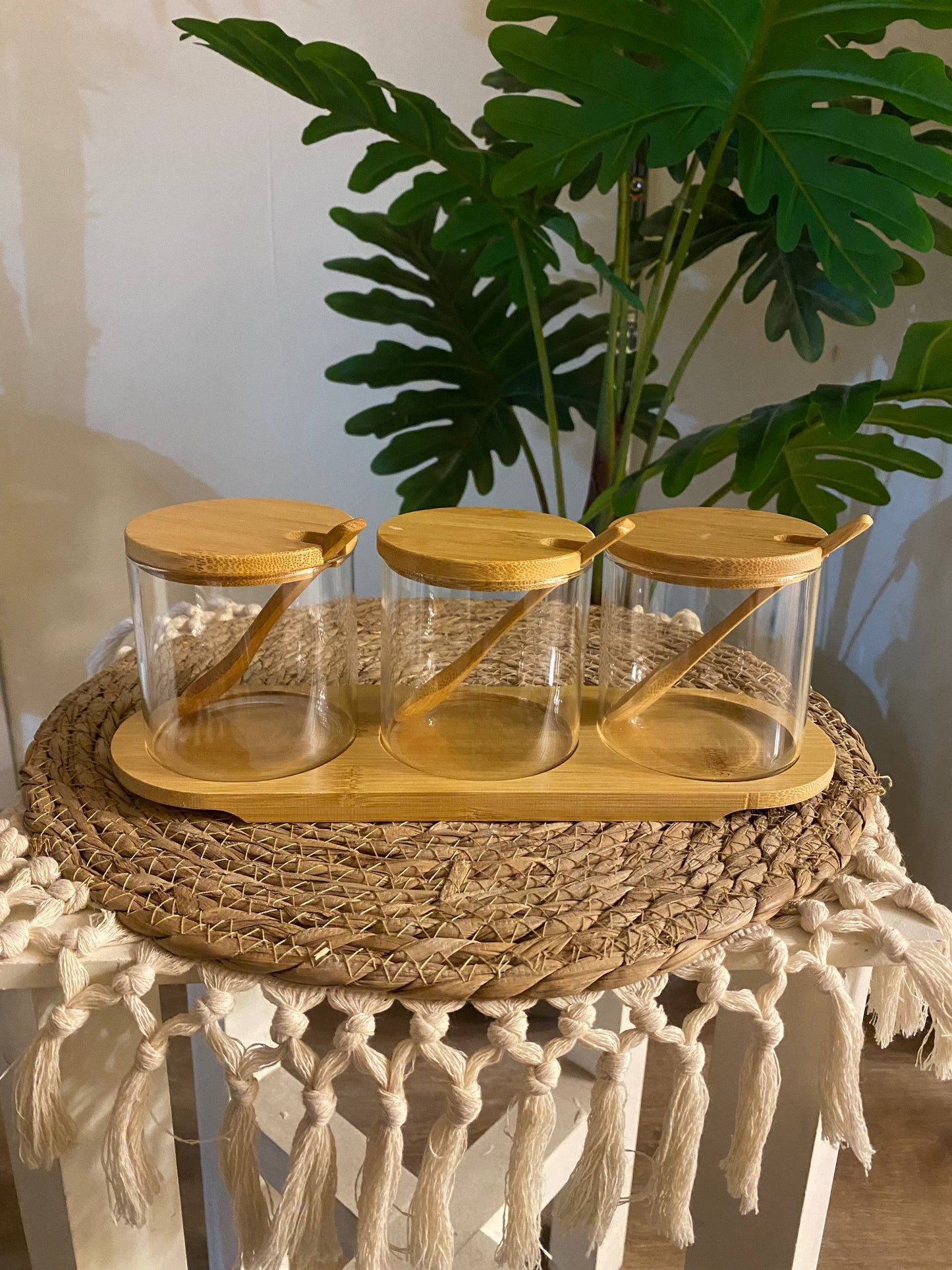 Bamboo Spice Jar Set – 3 Pieces