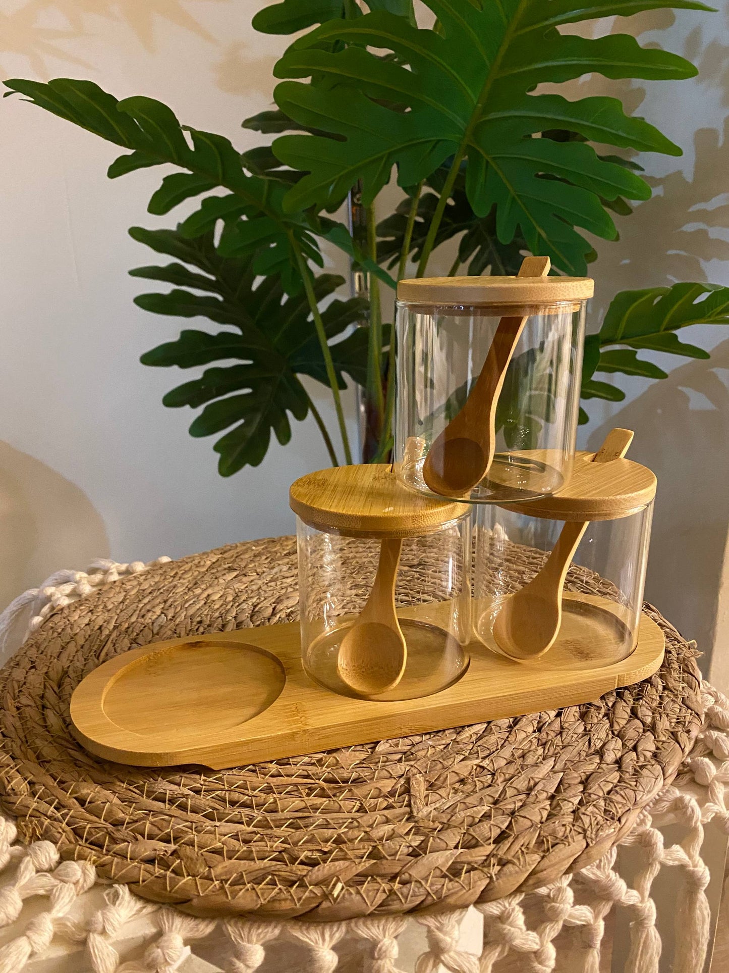Bamboo Spice Jar Set – 3 Pieces