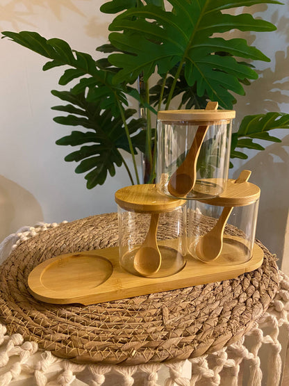Bamboo Spice Jar Set – 3 Pieces