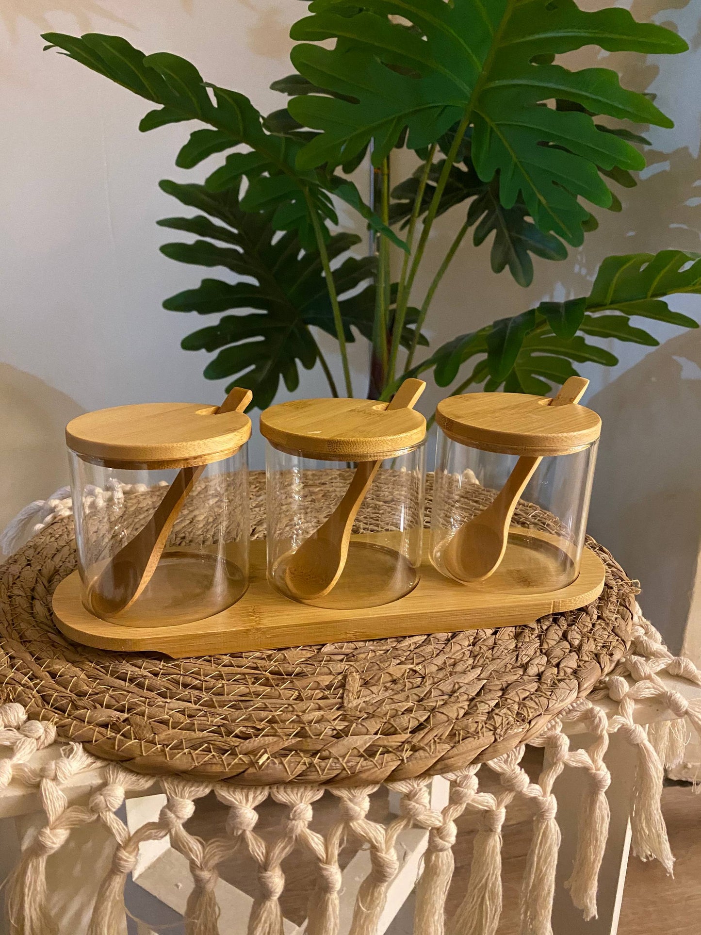 Bamboo Spice Jar Set – 3 Pieces