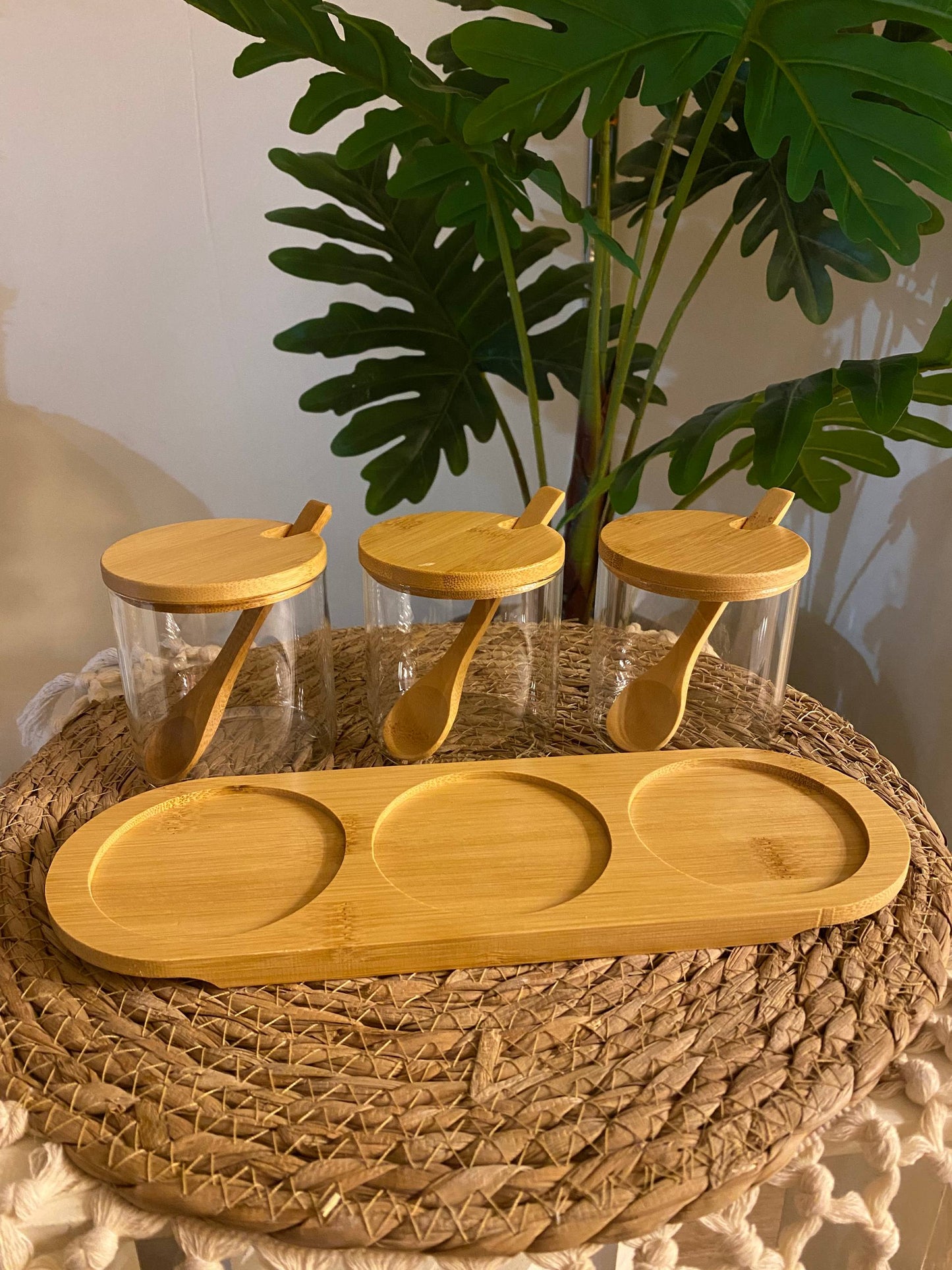 Bamboo Spice Jar Set – 3 Pieces