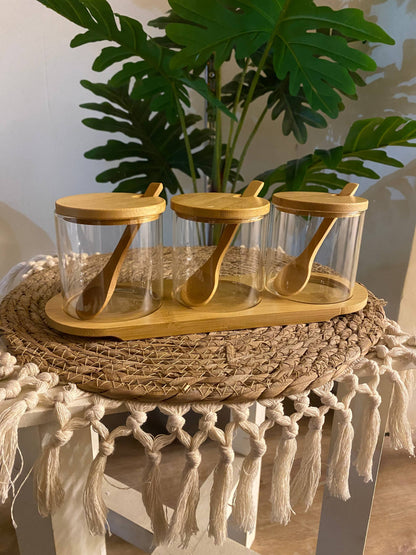 Bamboo Spice Jar Set – 3 Pieces