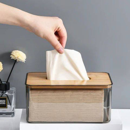Stylish Acrylic Tissue Box with Wooden Lid