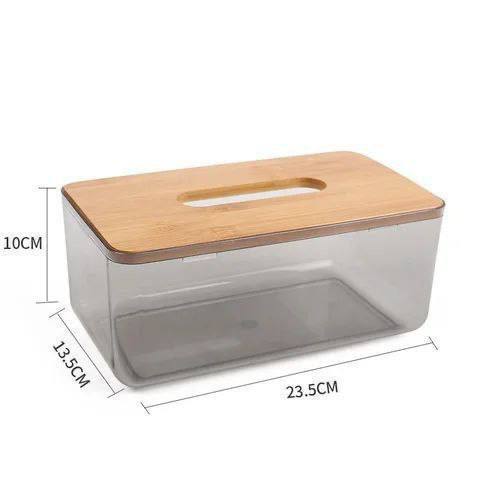 Stylish Acrylic Tissue Box with Wooden Lid