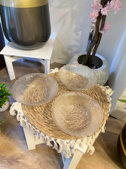 Imported Heat-Resistant Glass Bowl – Leaf Design with Gold Rim (19 cm)