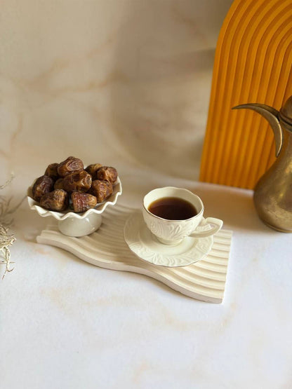 White & Gold Coffee Cup Set – 6 Cups with Saucers (12 Pieces)