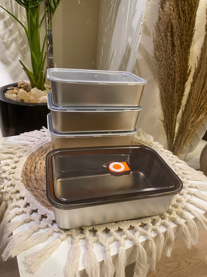 Premium Stainless Steel Food Storage Set with Silicone Lids – 4 Pieces