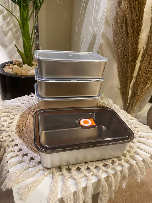 Premium Stainless Steel Food Storage Set with Silicone Lids – 4 Pieces