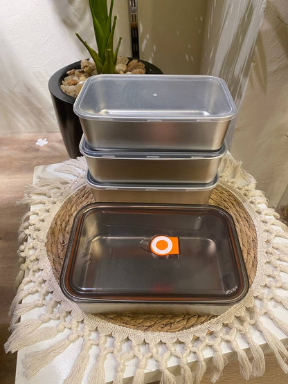 Premium Stainless Steel Food Storage Set with Silicone Lids – 4 Pieces