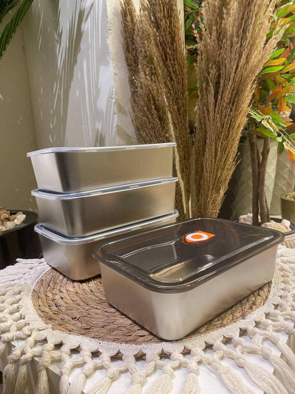 Premium Stainless Steel Food Storage Set with Silicone Lids – 4 Pieces