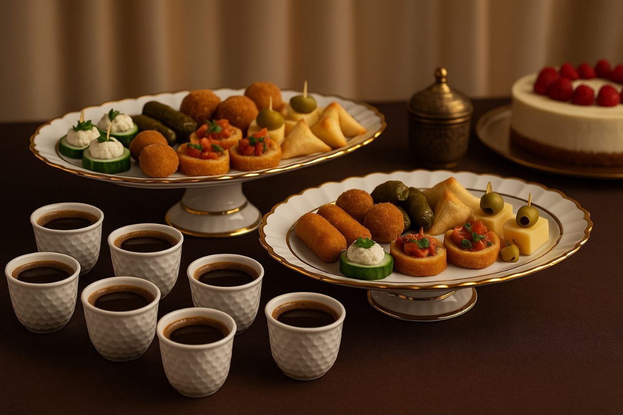 Arabic Coffee Cups Set – Embossed Ceramic, 12 Pieces