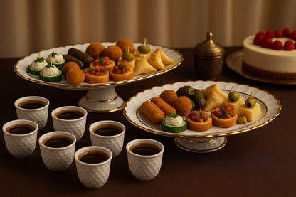 Arabic Coffee Cups Set – Embossed Ceramic, 12 Pieces