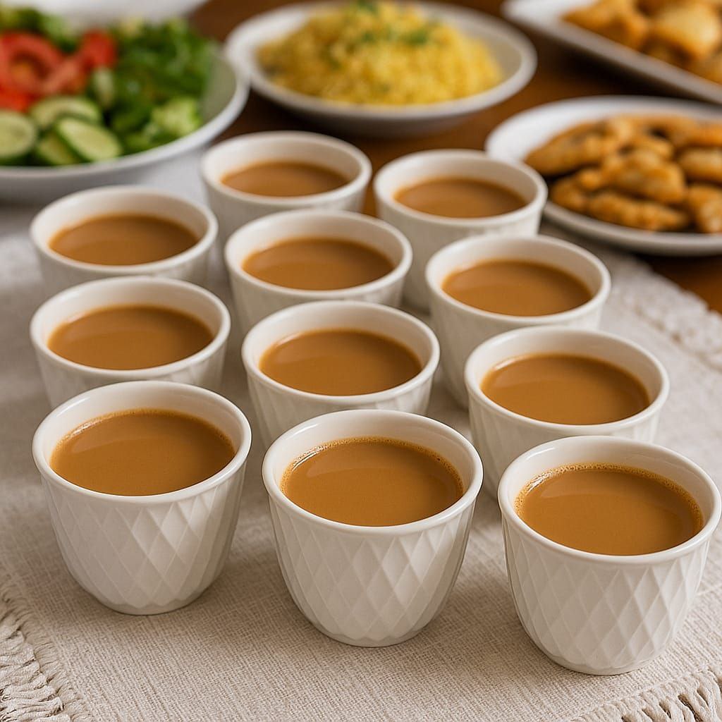 Arabic Coffee Cups Set – Embossed Ceramic, 12 Pieces