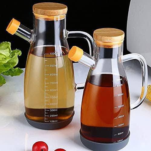 Glass Oil Dispenser with Bamboo Lid & Silicone Seal – 1 Litre
