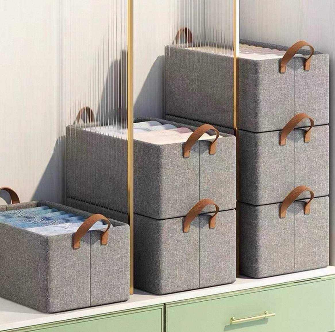 Gray Fabric Closet Organizer Box – 47×30×20 cm