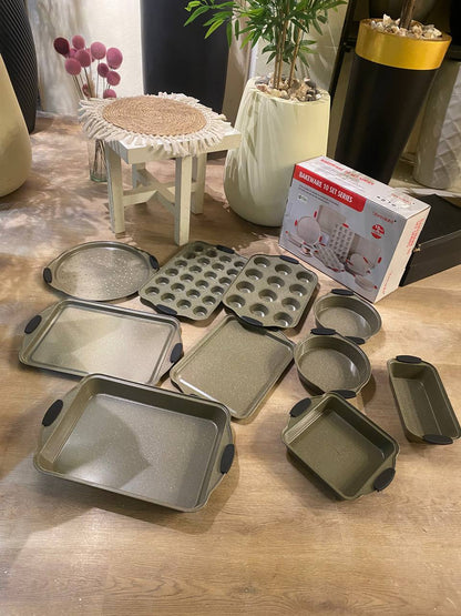 Luxury Granite Cookware Set with Heat-Resistant Silicone Handles – 10 Pieces