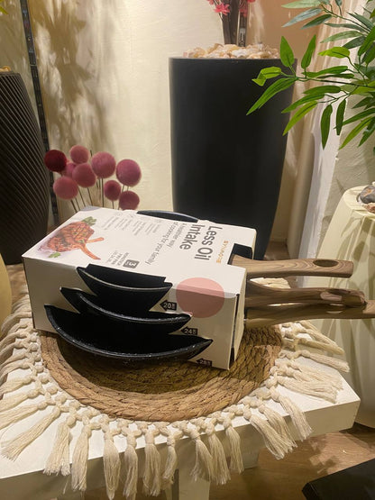 Premium Granite Frying Pan Set with Heat-Resistant Handles – 3 Pieces