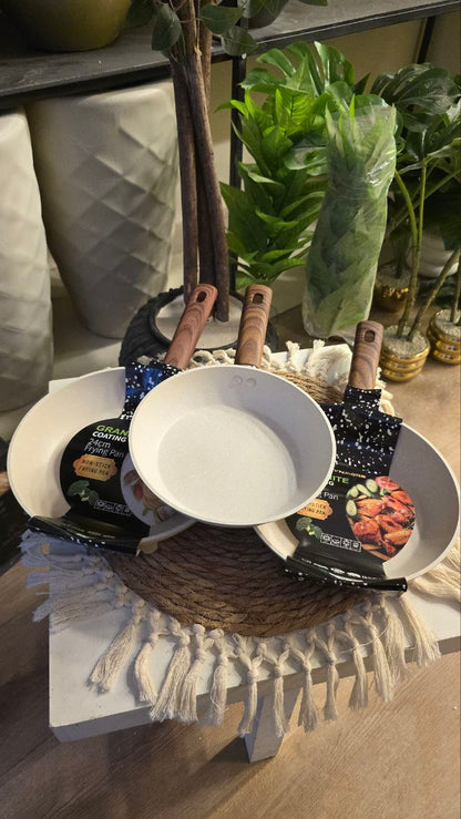 Premium Non-Stick Granite Frying Pan with Wooden Handle