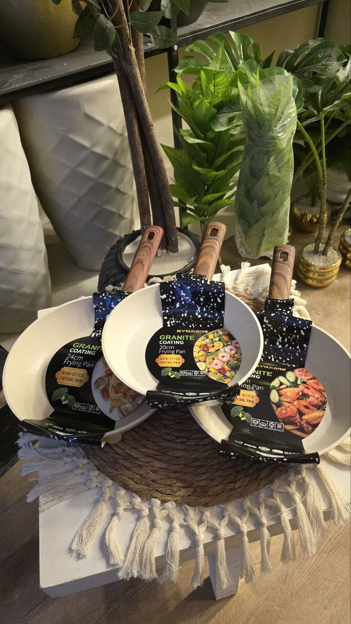 Premium Non-Stick Granite Frying Pan with Wooden Handle