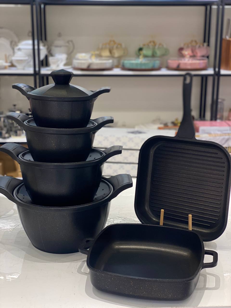 New Saflon Premium Granite Cookware Set – 10 Pieces