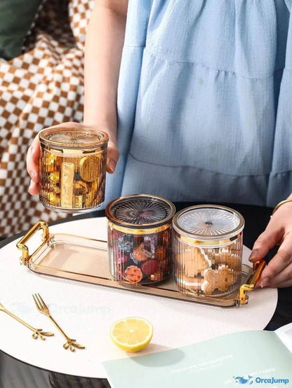 Premium Acrylic Storage Jar Set with Tray &amp; Spoons – 7 Pieces