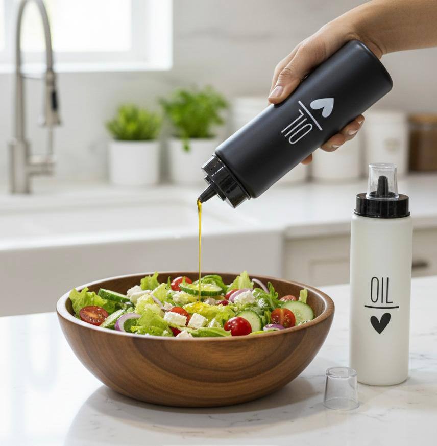 Heart-Shaped Glass Oil Dispenser – 550 ml