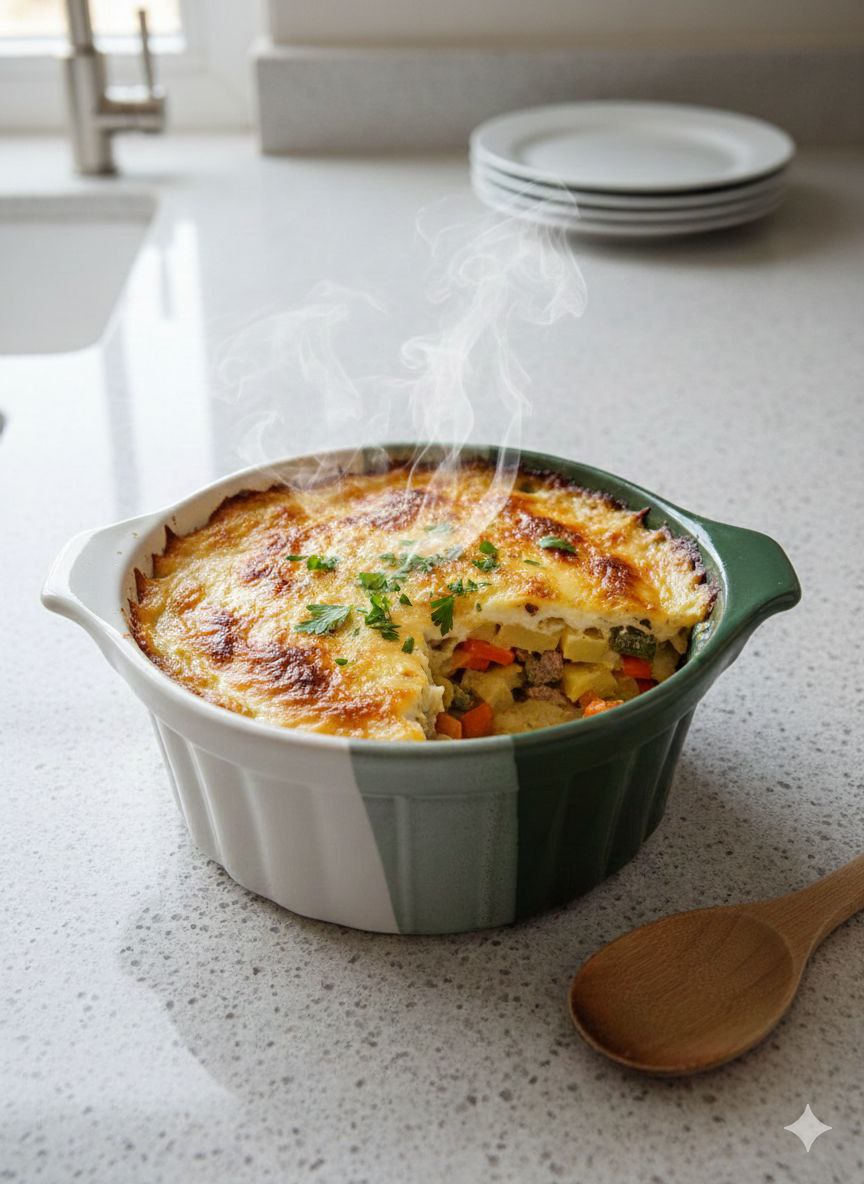 Round Heat-Resistant Porcelain Casserole Dish with Handles